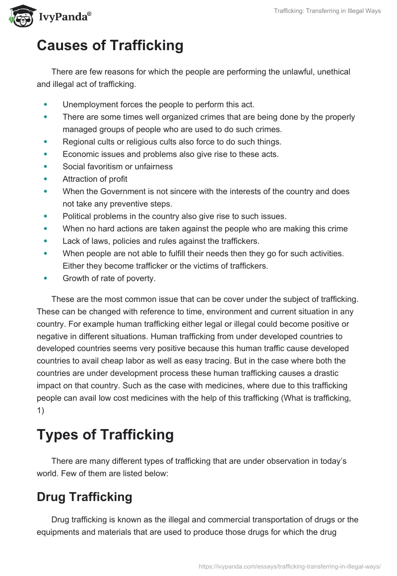 Trafficking: Transferring in Illegal Ways. Page 2