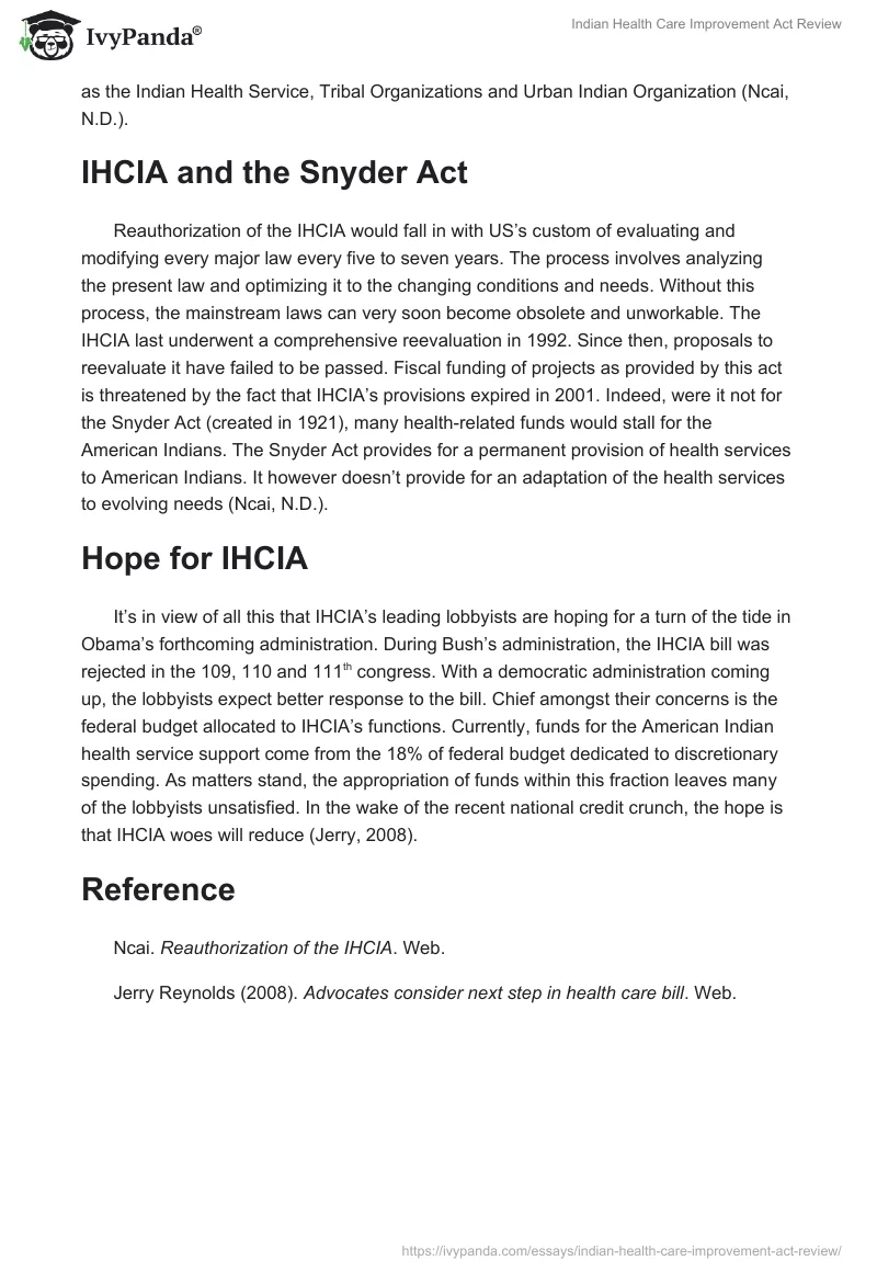 Indian Health Care Improvement Act Review. Page 2