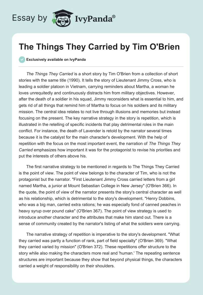 The Things They Carried by Tim O'Brien. Page 1