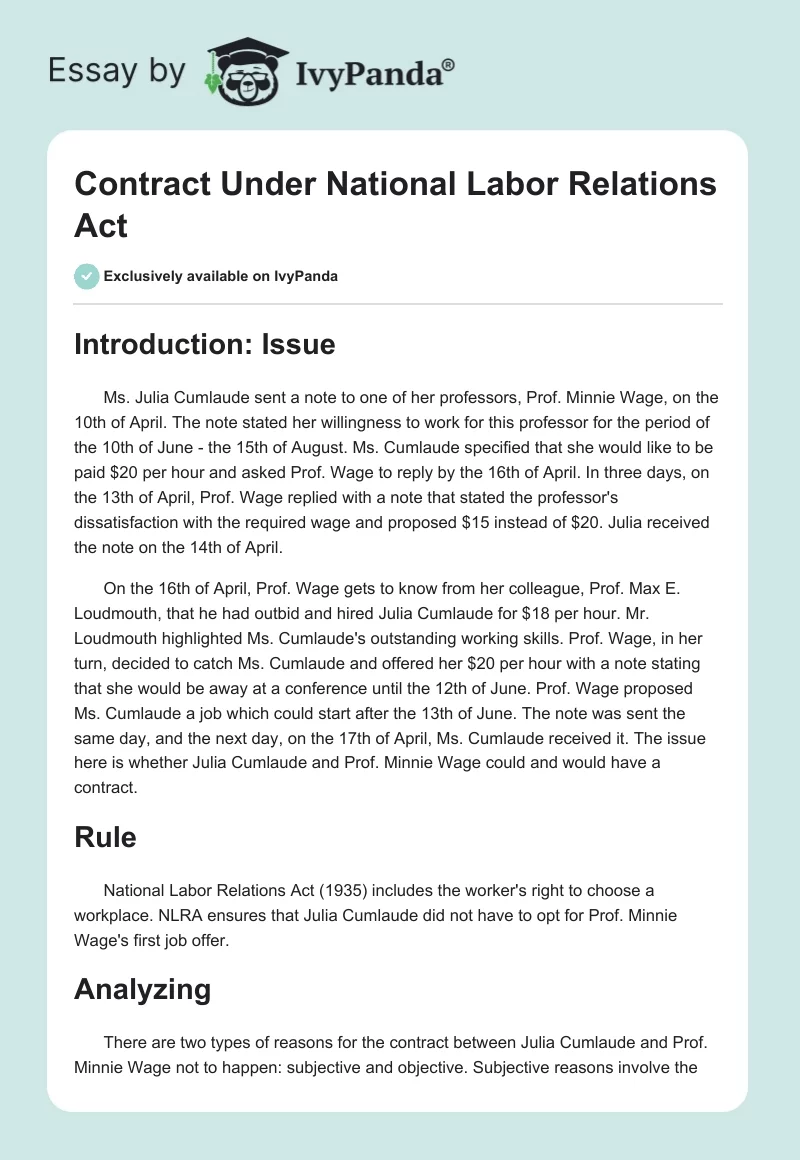 Contract Under National Labor Relations Act. Page 1