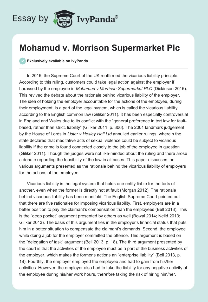 Mohamud v. Morrison Supermarket Plc. Page 1