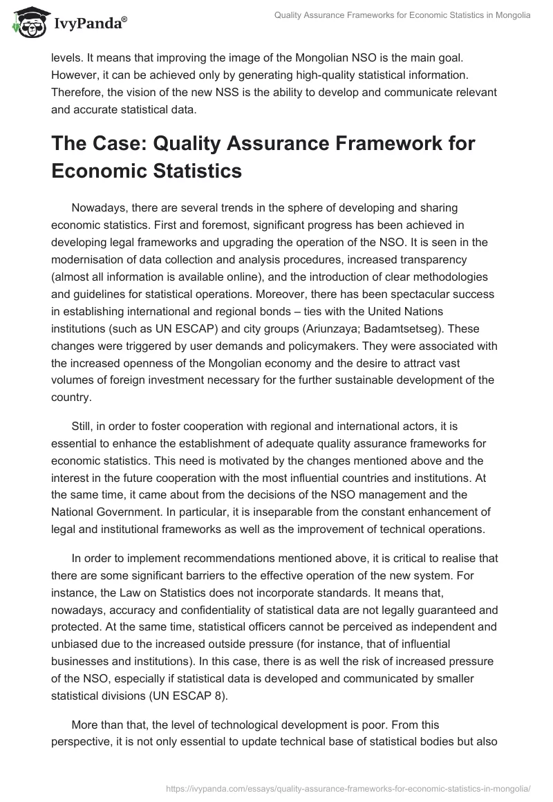 Quality Assurance Frameworks for Economic Statistics in Mongolia. Page 5