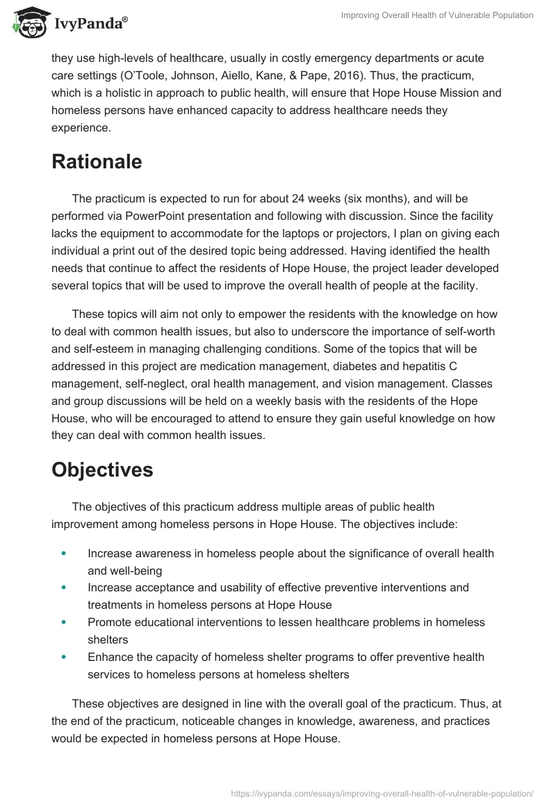Improving Overall Health of Vulnerable Population. Page 2