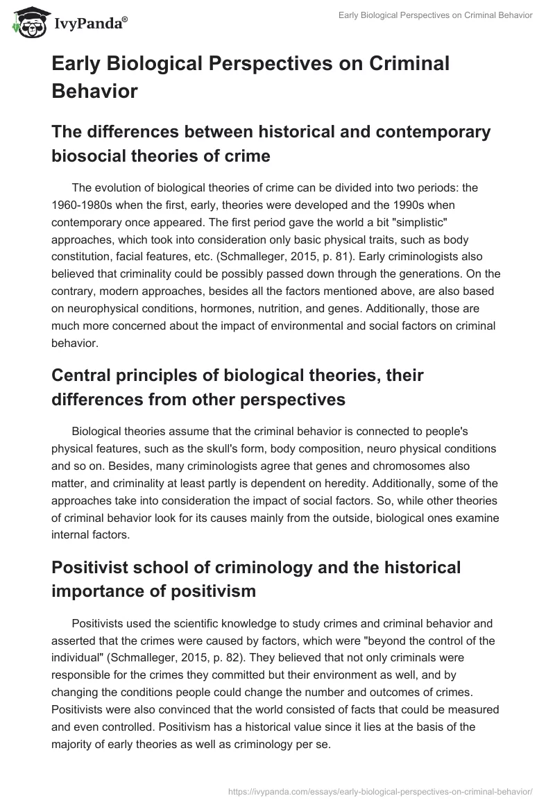 Early Biological Perspectives on Criminal Behavior. Page 2