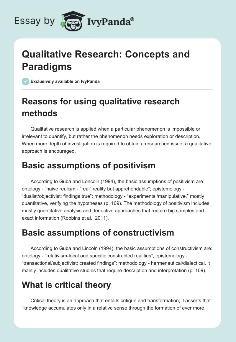 Qualitative Research: Concepts and Paradigms. Page 1