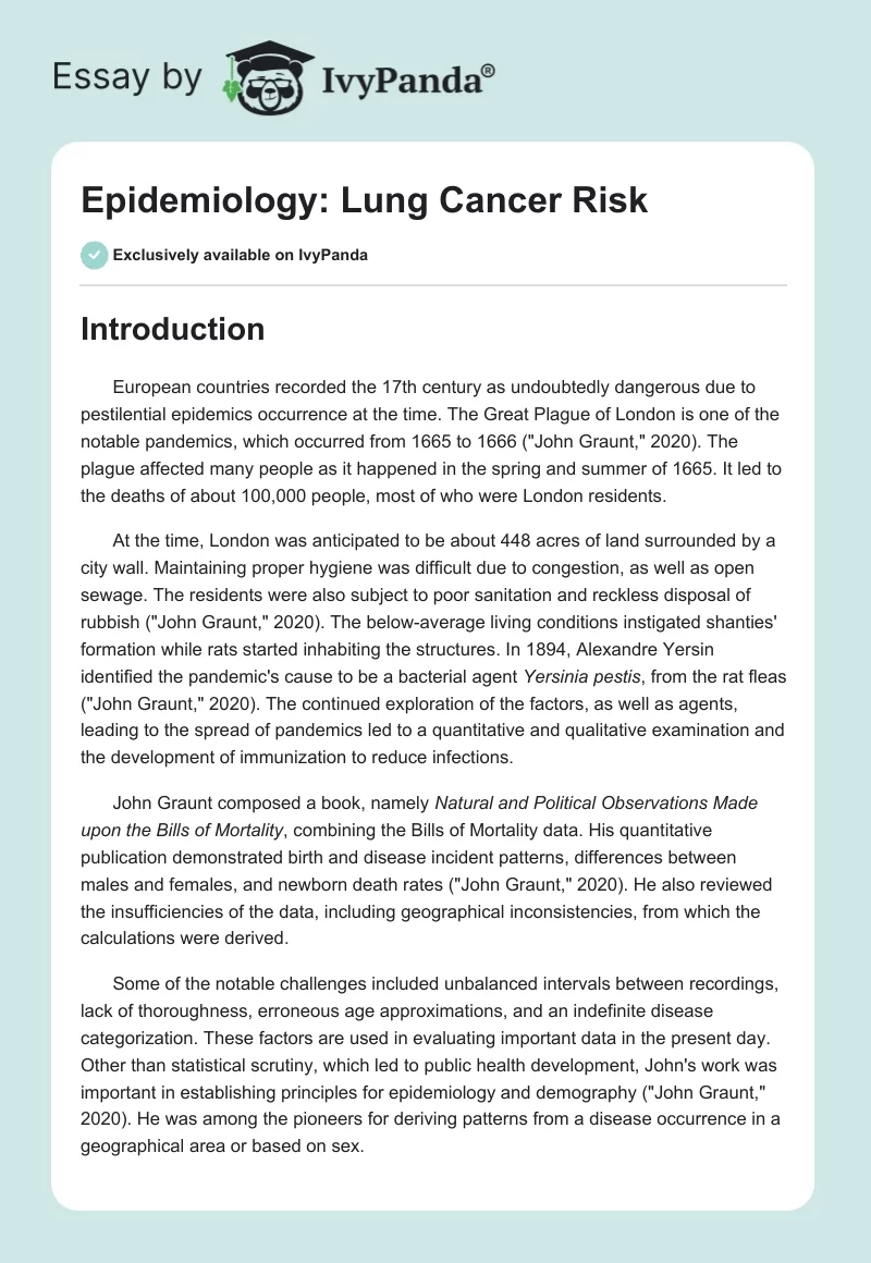 Epidemiology: Lung Cancer Risk. Page 1
