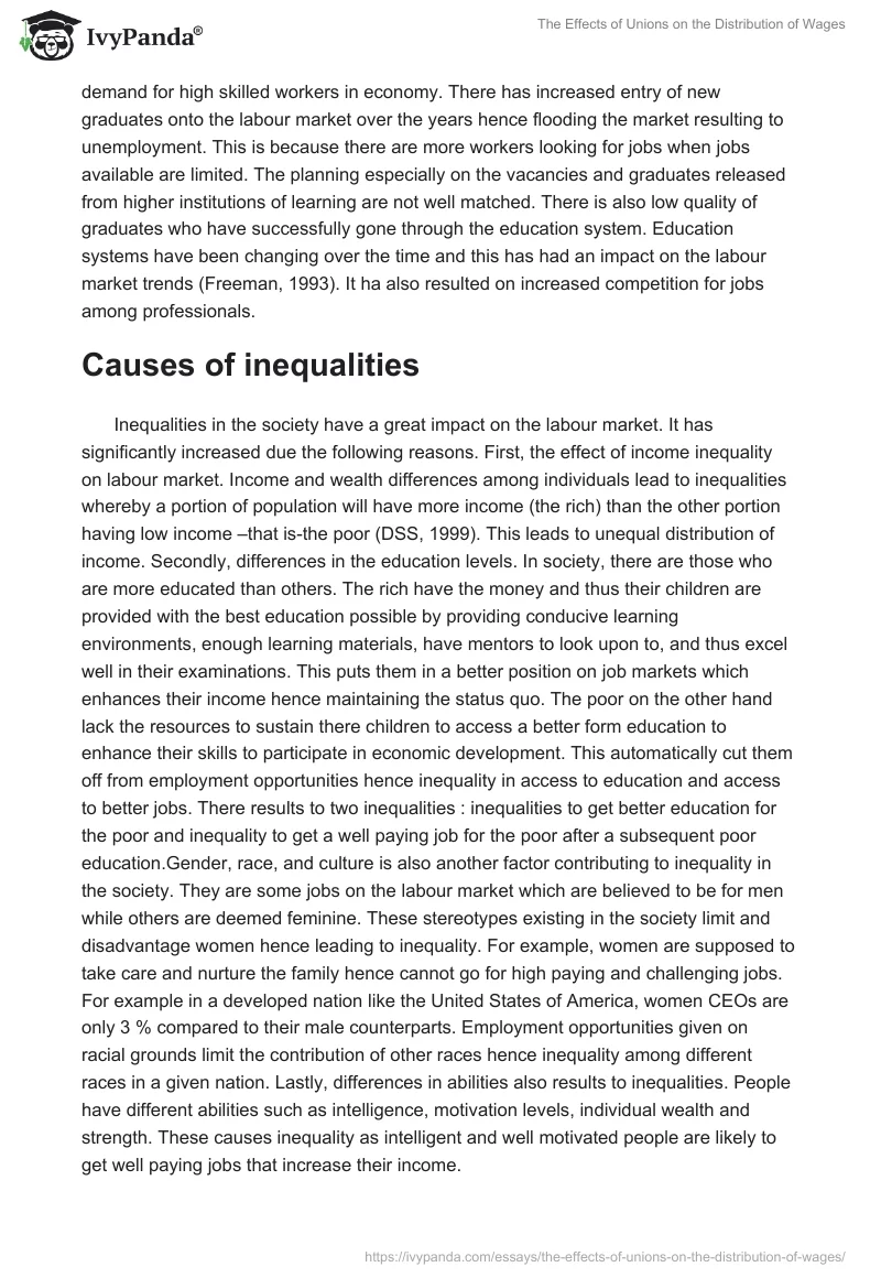 The Effects of Unions on the Distribution of Wages. Page 2