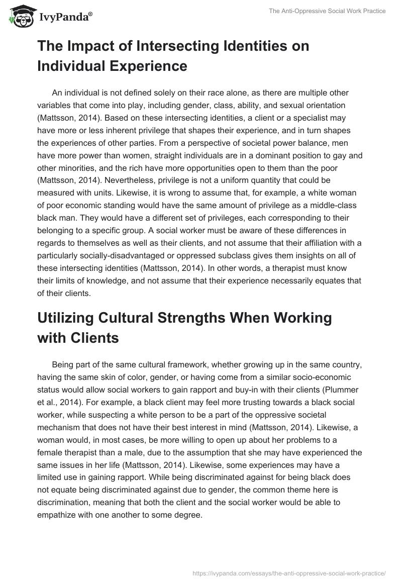 The Anti-Oppressive Social Work Practice. Page 2