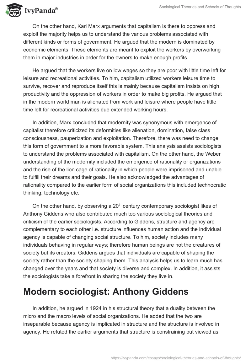 Sociological Theories and Schools of Thoughts. Page 4