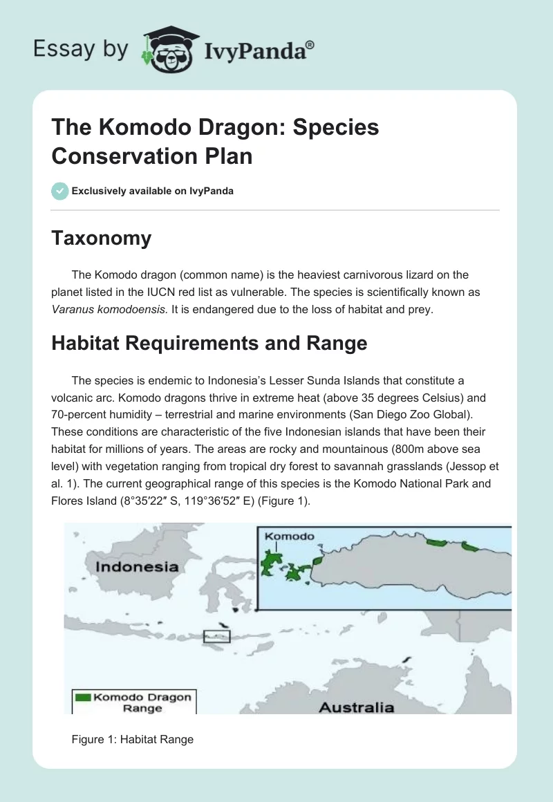 The Komodo Dragon: Species Conservation Plan. Page 1