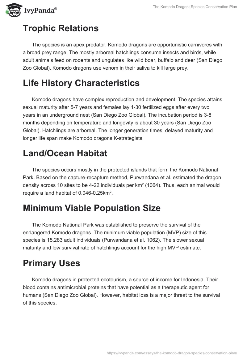 The Komodo Dragon: Species Conservation Plan. Page 2