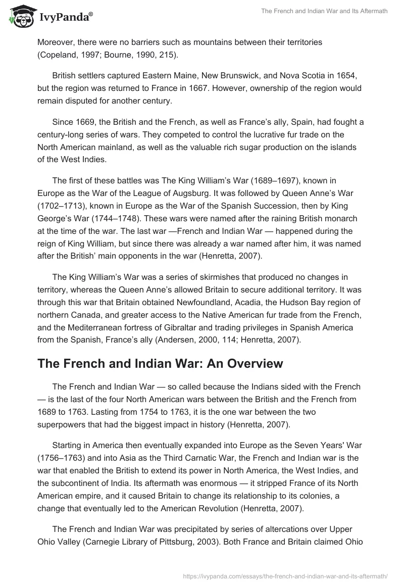 The French and Indian War and Its Aftermath. Page 2