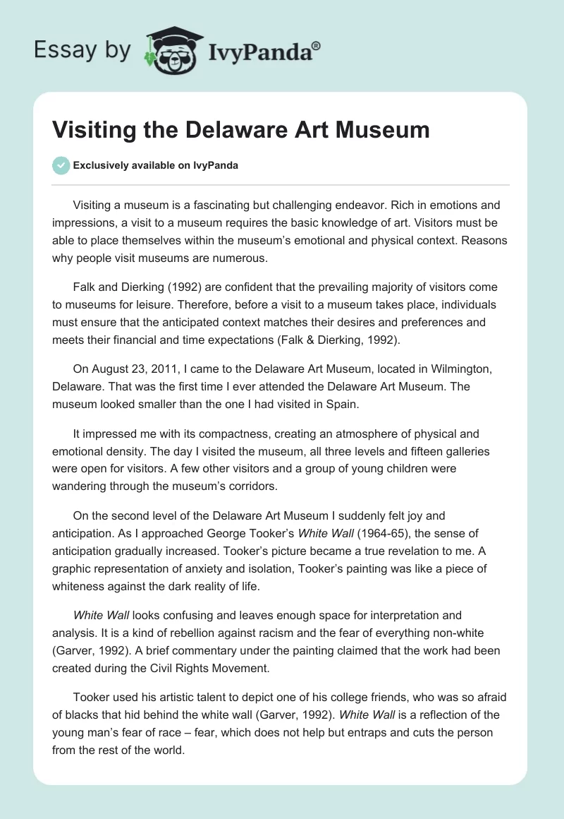 Visiting the Delaware Art Museum. Page 1