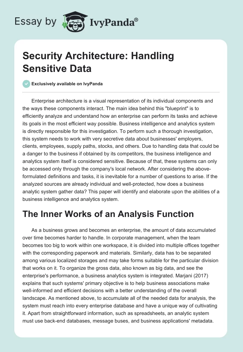 Security Architecture: Handling Sensitive Data. Page 1
