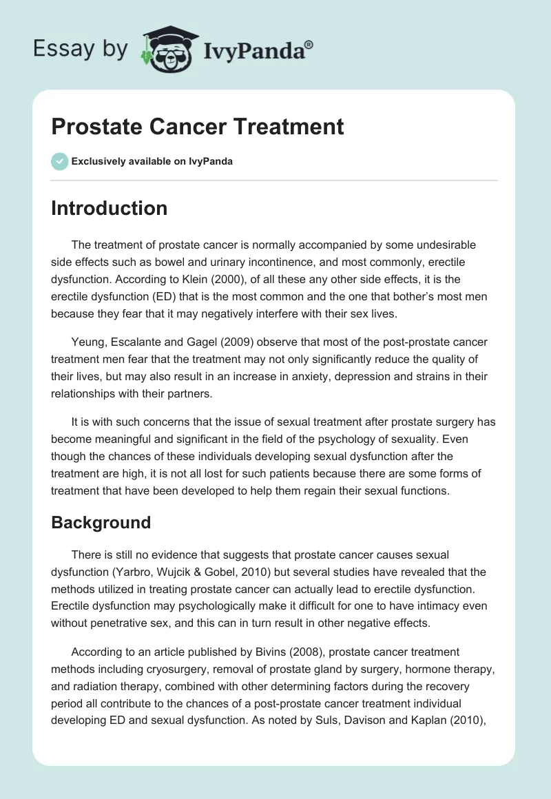 Prostate Cancer Treatment. Page 1