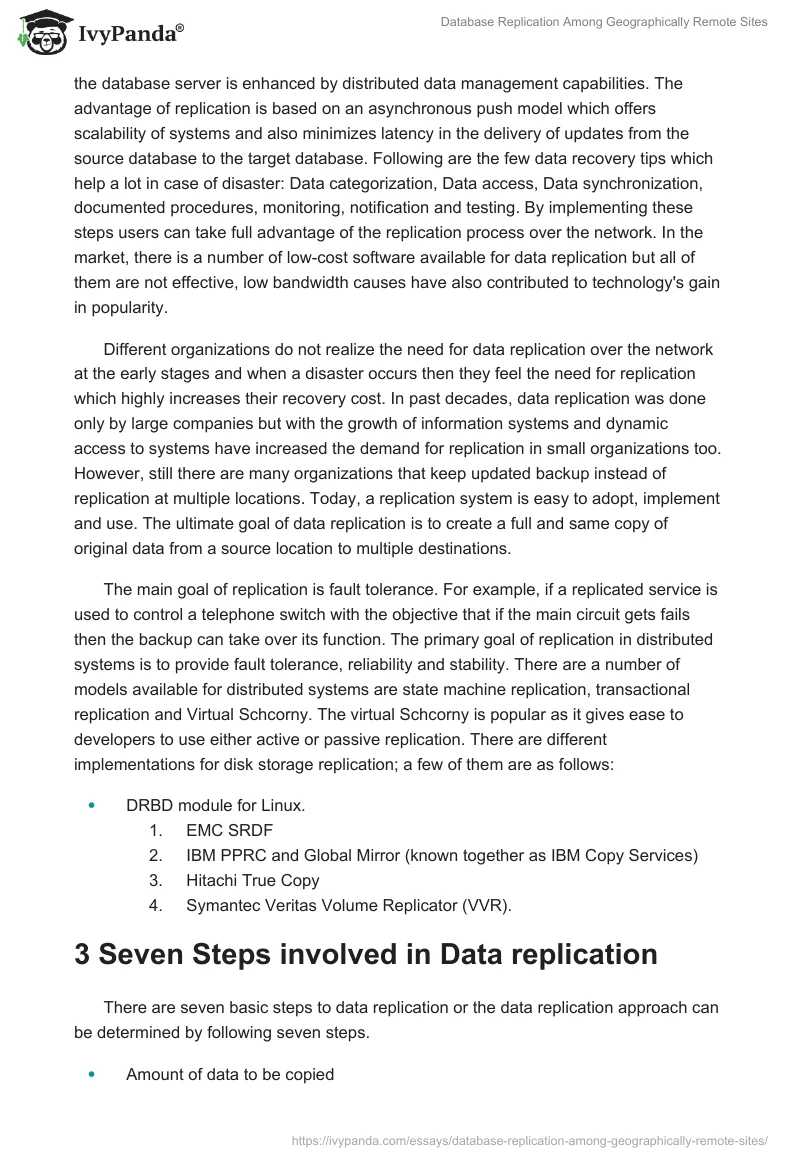 Database Replication Among Geographically Remote Sites. Page 3
