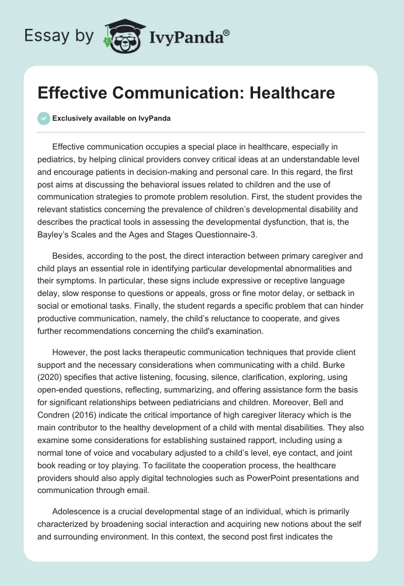 Effective Communication: Healthcare. Page 1