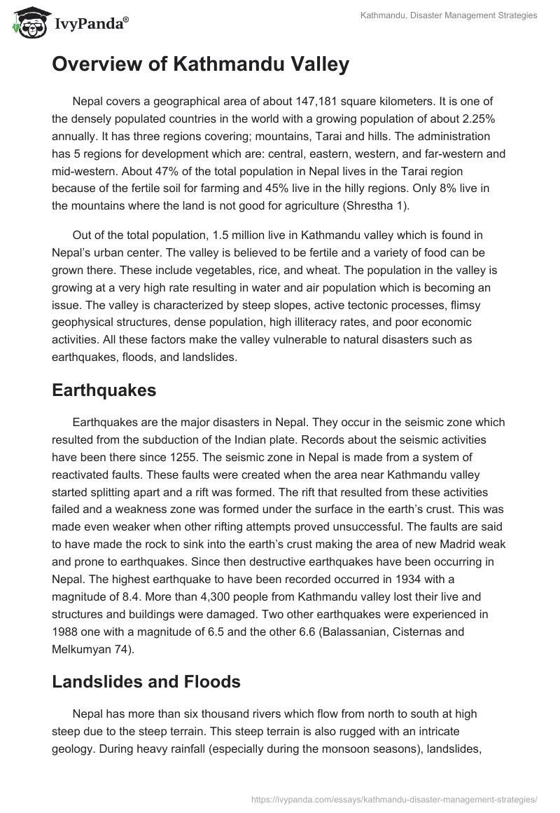 Kathmandu, Disaster Management Strategies. Page 2