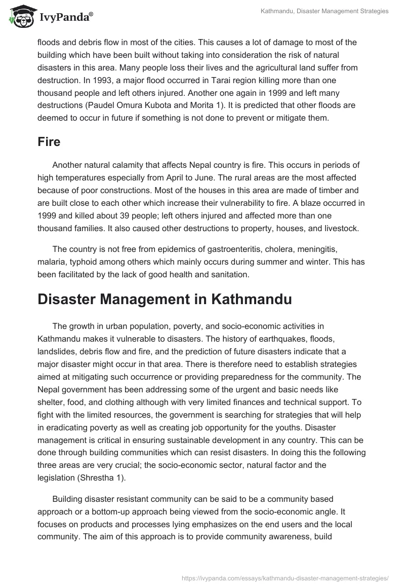 Kathmandu, Disaster Management Strategies. Page 3