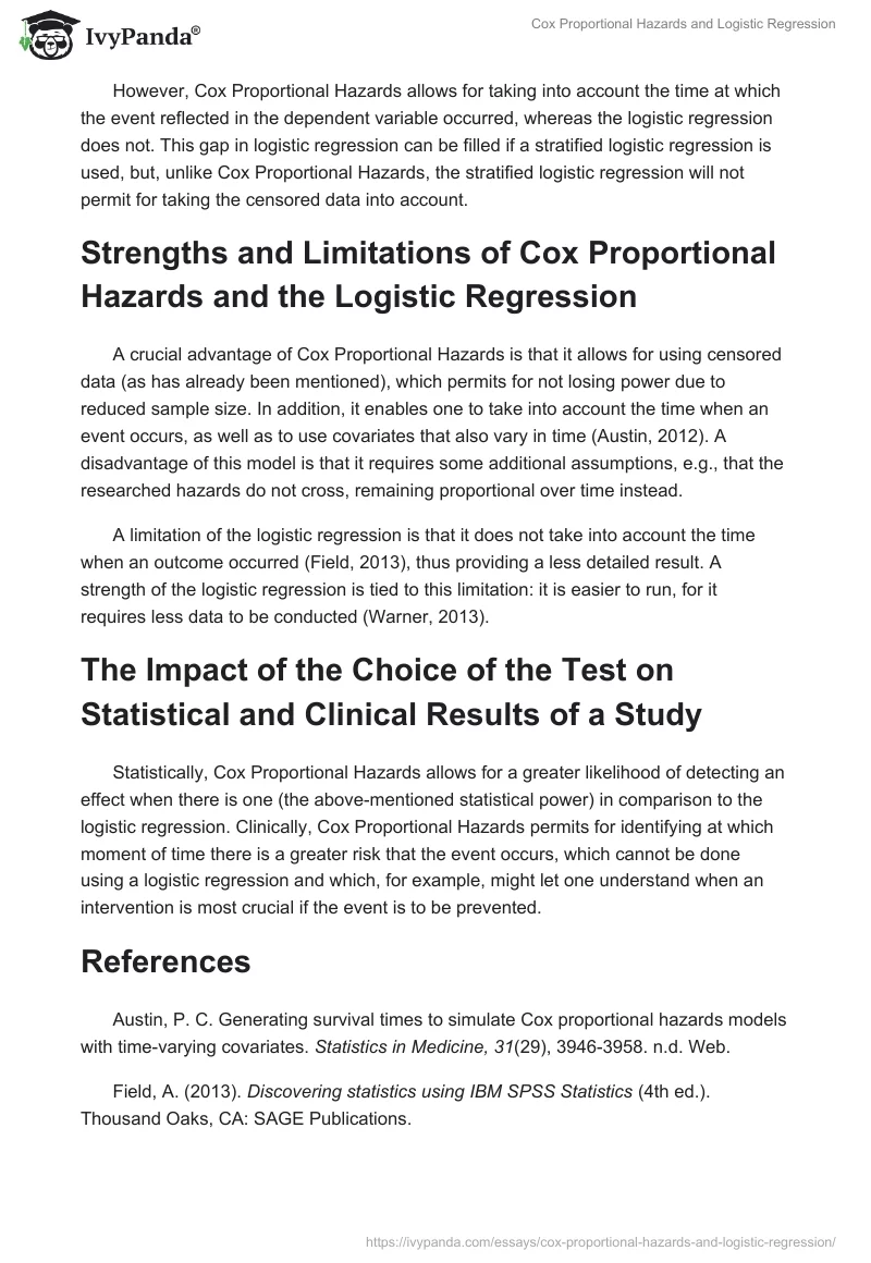 Cox Proportional Hazards and Logistic Regression. Page 2