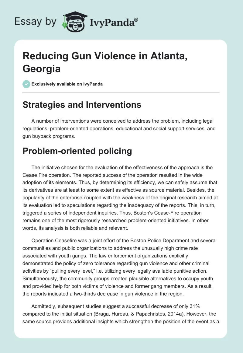 Reducing Gun Violence in Atlanta, Georgia. Page 1