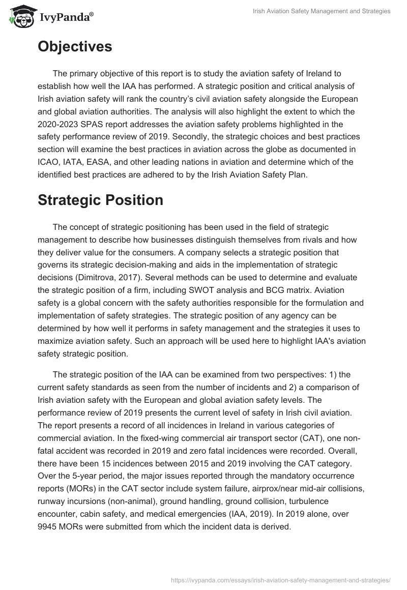 Irish Aviation Safety Management and Strategies. Page 2