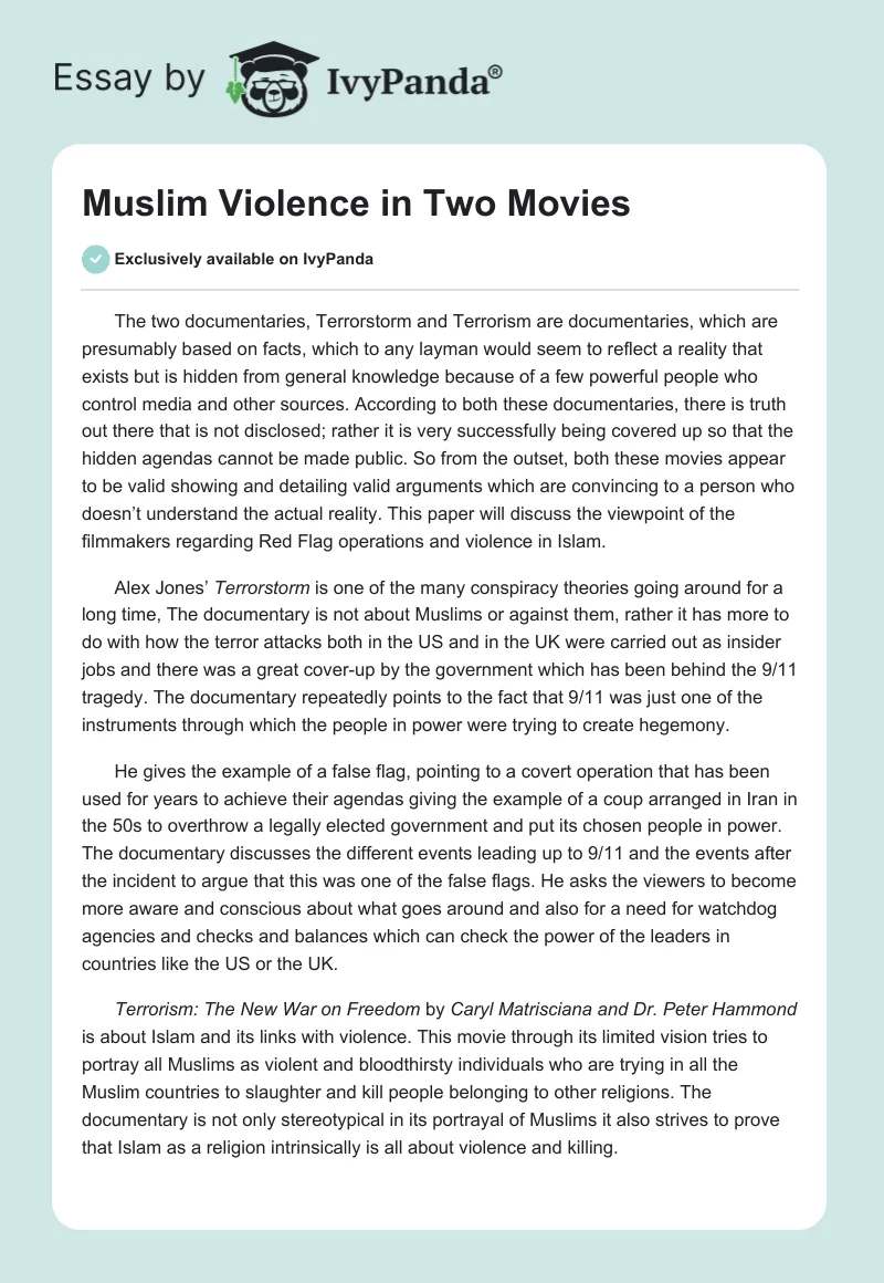Muslim Violence in Two Movies. Page 1