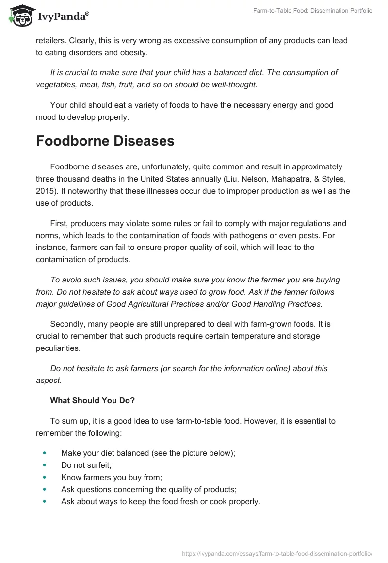 Farm-to-Table Food: Dissemination Portfolio. Page 3