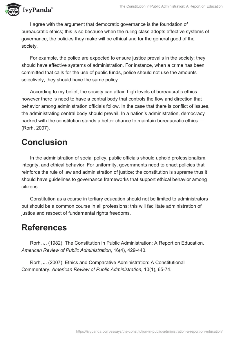 The Constitution in Public Administration: A Report on Education. Page 2