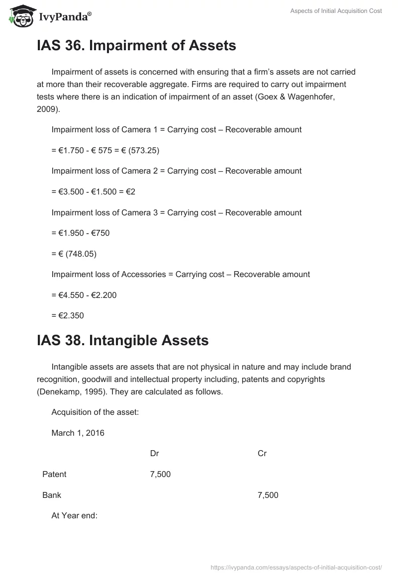 Aspects of Initial Acquisition Cost. Page 2