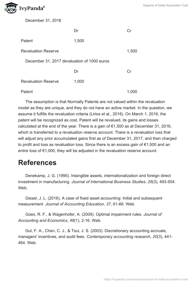Aspects of Initial Acquisition Cost. Page 3