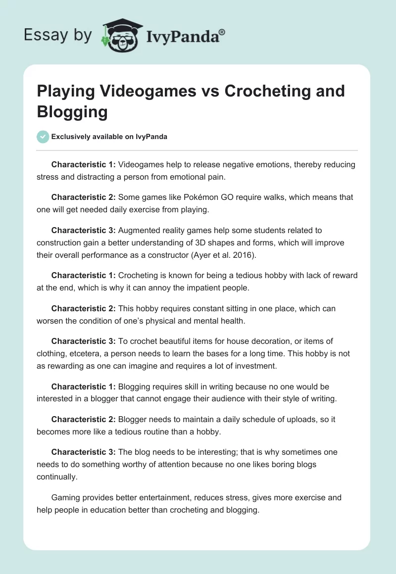 Playing Videogames vs Crocheting and Blogging. Page 1