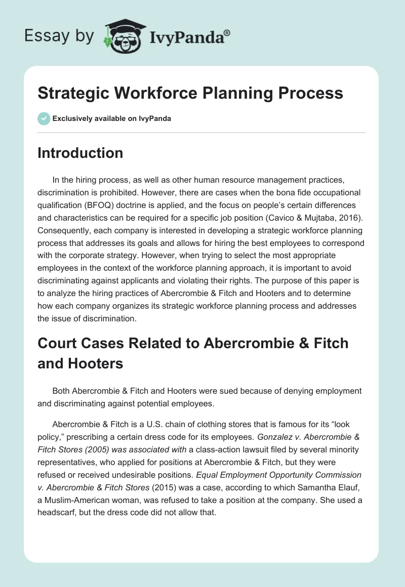 Strategic Workforce Planning Process. Page 1