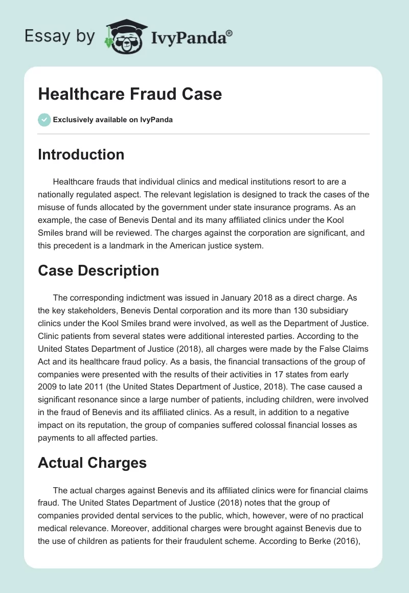 Healthcare Fraud Case. Page 1