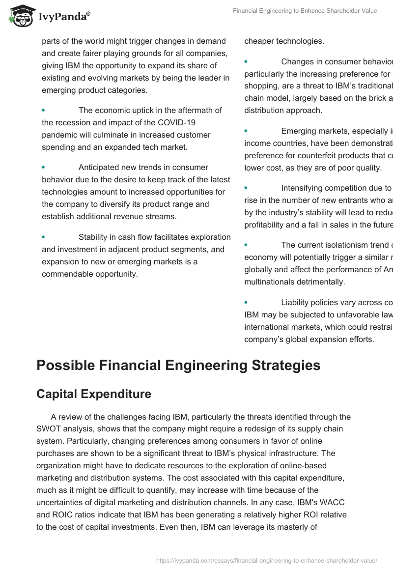 Financial Engineering to Enhance Shareholder Value. Page 4