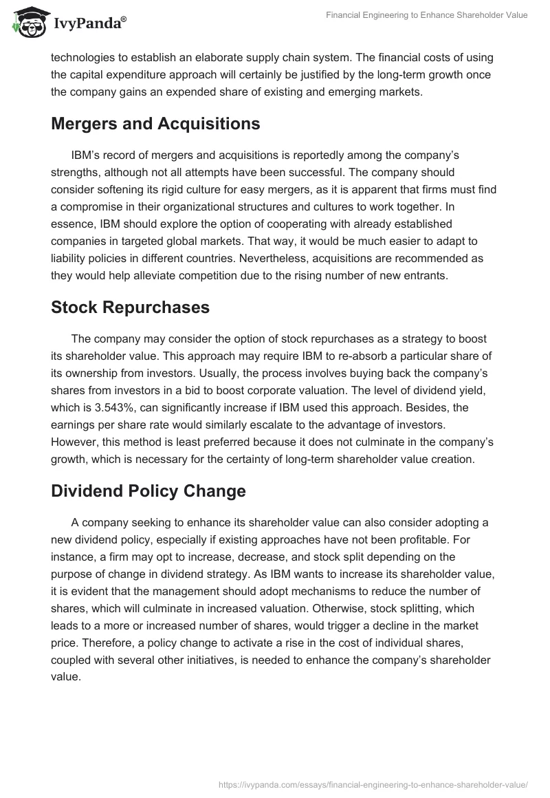 Financial Engineering to Enhance Shareholder Value. Page 5