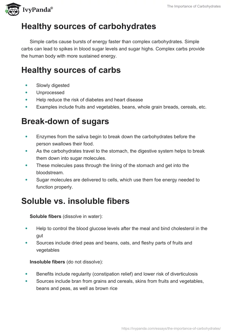 The Importance of Carbohydrates. Page 2