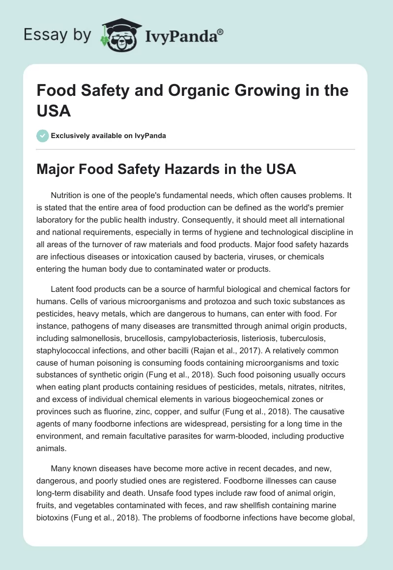 Food Safety and Organic Growing in the USA. Page 1