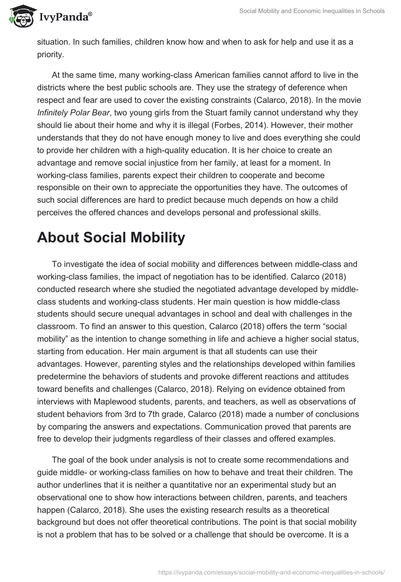 Social Mobility and Economic Inequalities in Schools. Page 2