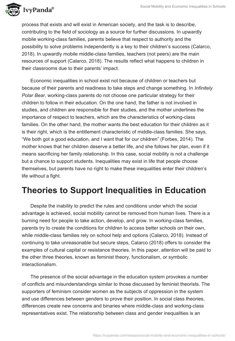 Social Mobility and Economic Inequalities in Schools. Page 3