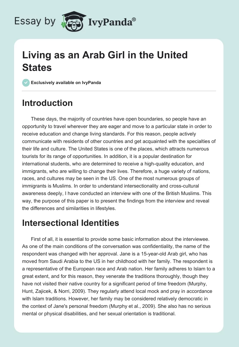 Living as an Arab Girl in the United States. Page 1