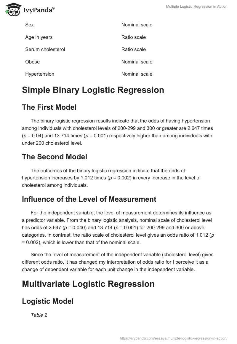 Multiple Logistic Regression in Action. Page 2