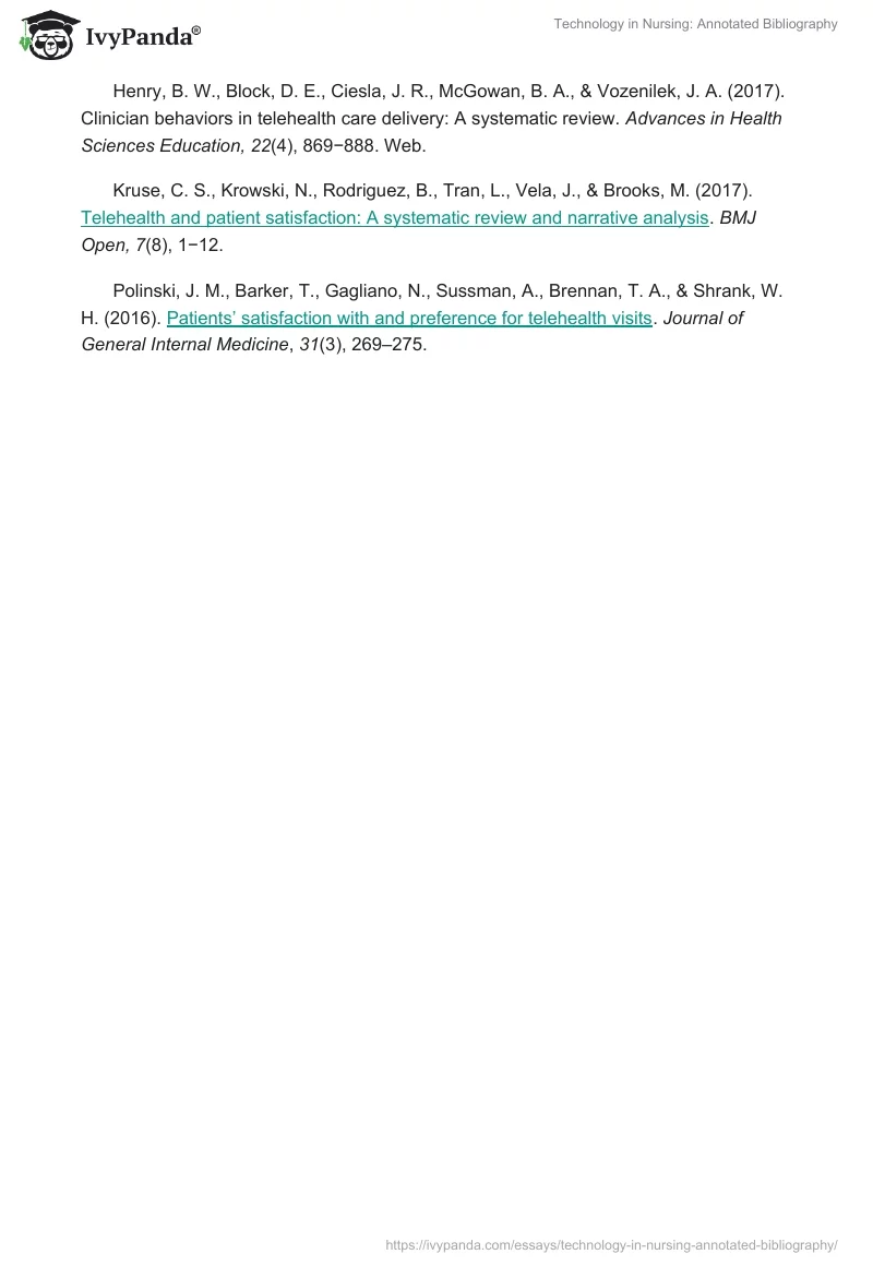 Technology in Nursing: Annotated Bibliography. Page 5