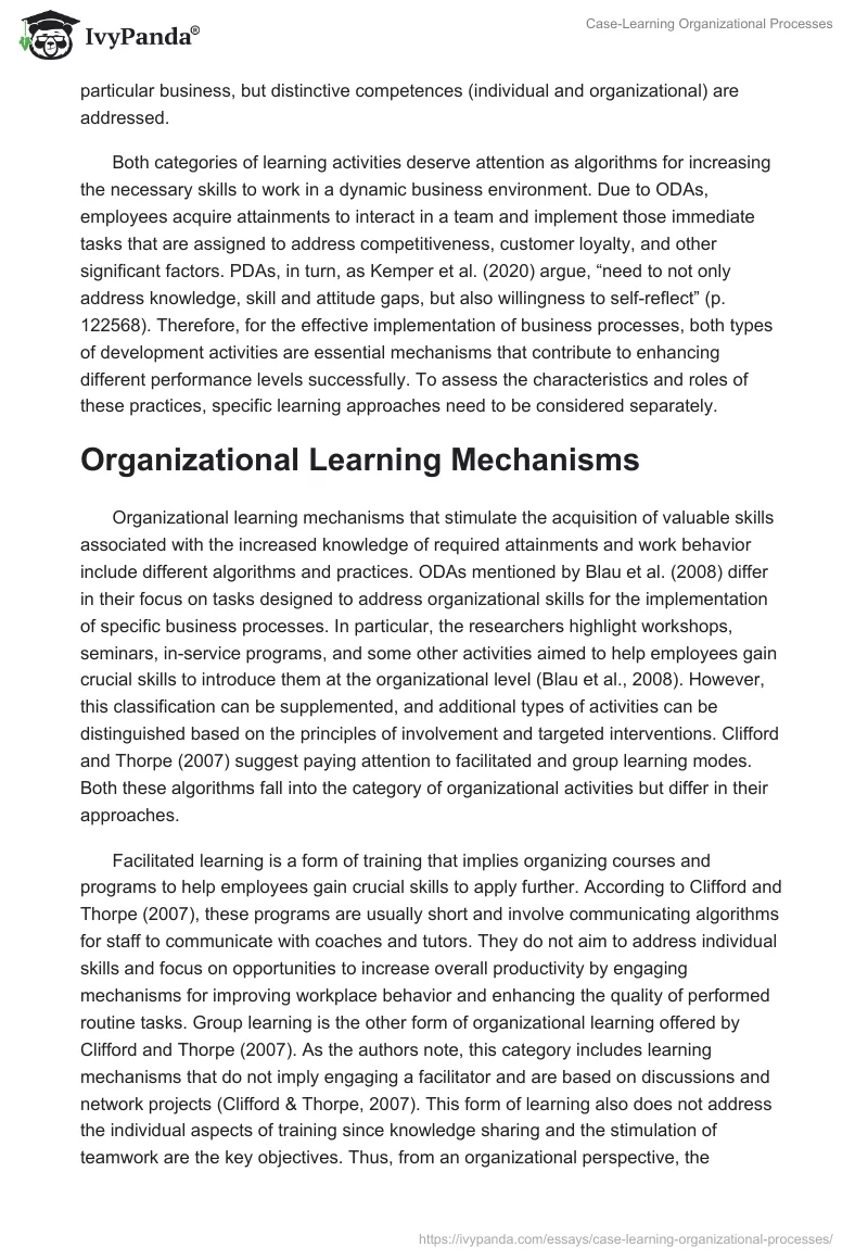 Case-Learning Organizational Processes. Page 2