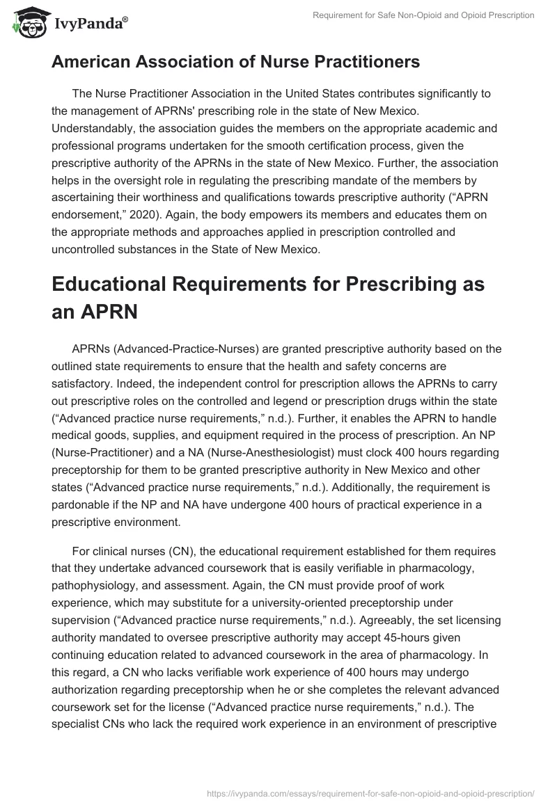 Requirement for Safe Non-Opioid and Opioid Prescription. Page 3