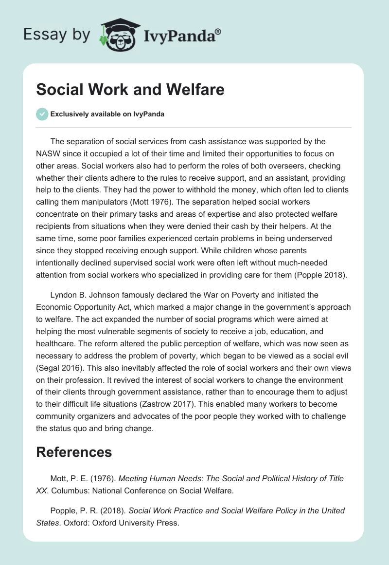 Social Work and Welfare. Page 1