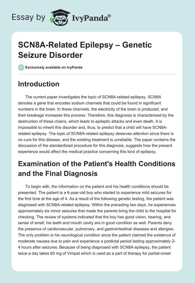 SCN8A-Related Epilepsy – Genetic Seizure Disorder. Page 1