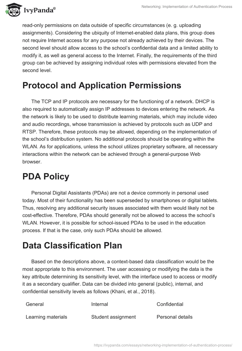 Networking: Implementation of Authentication Process. Page 2