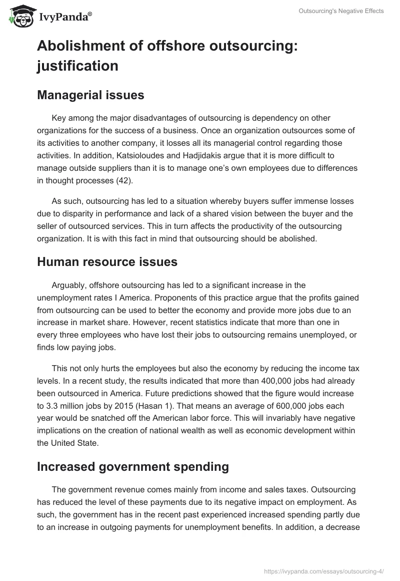 Outsourcing's Negative Effects. Page 2