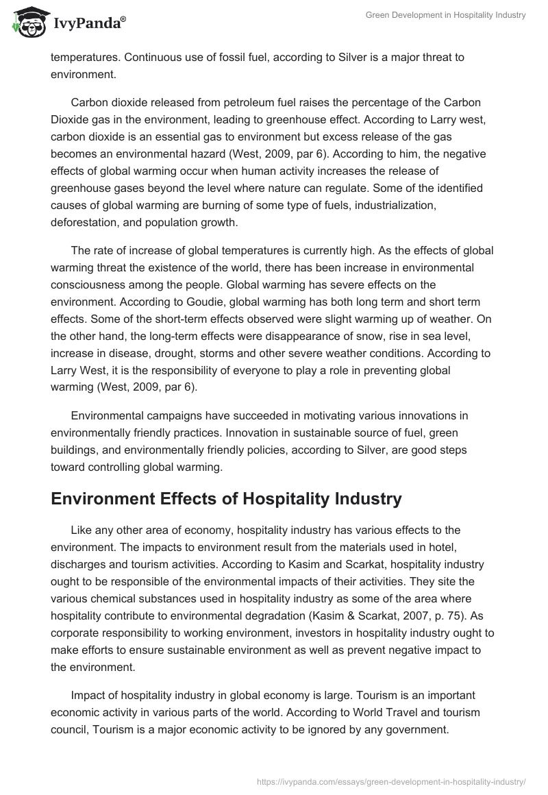 Green Development in Hospitality Industry. Page 3